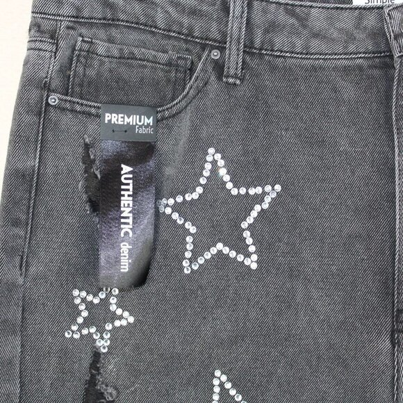 Simple Society Black distressed raw hem straight super high rise jeans Size 17/3 - Picture 4 of 13